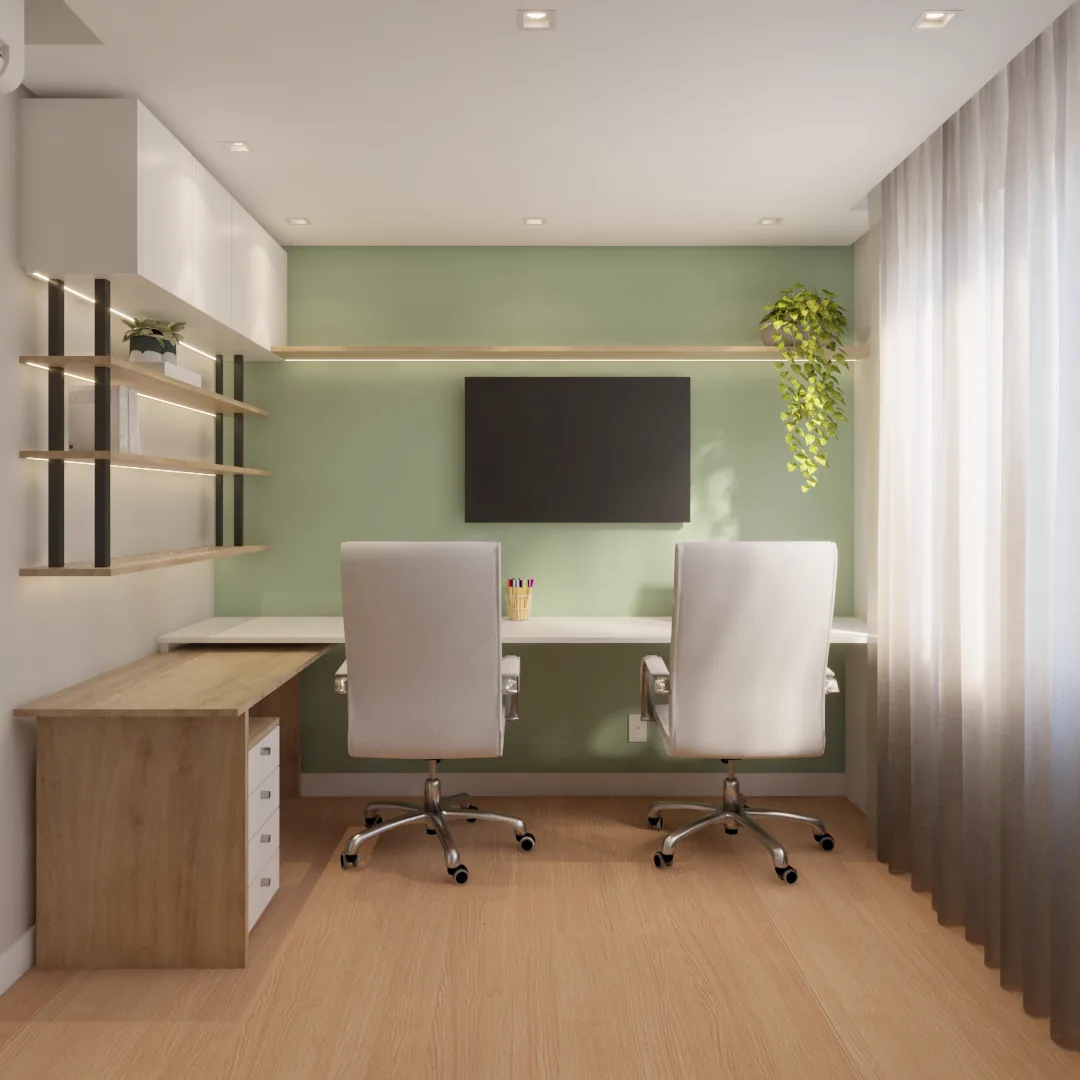 2º dormitório decorado como home office no apartamento do Residencial Petra Novo Hamburgo