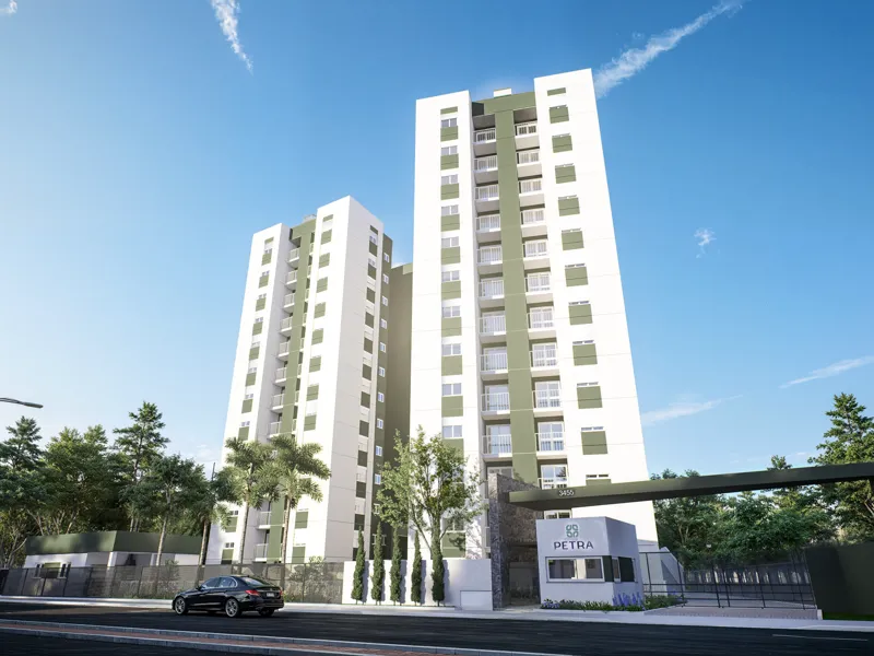 Fachada do Residencial Petra em Novo Hamburgo, obra recém-lançada da Construtora Concisa