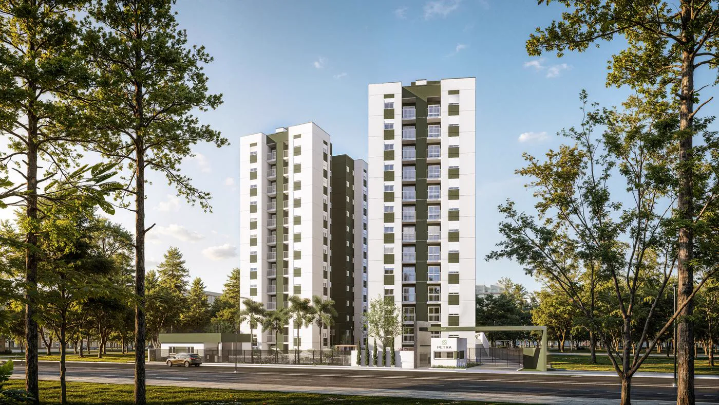 Fachada do Residencial Petra Novo Hamburgo, apartamentos na planta de 2 dormitórios no bairro Pátria Nova, Construtora Concisa