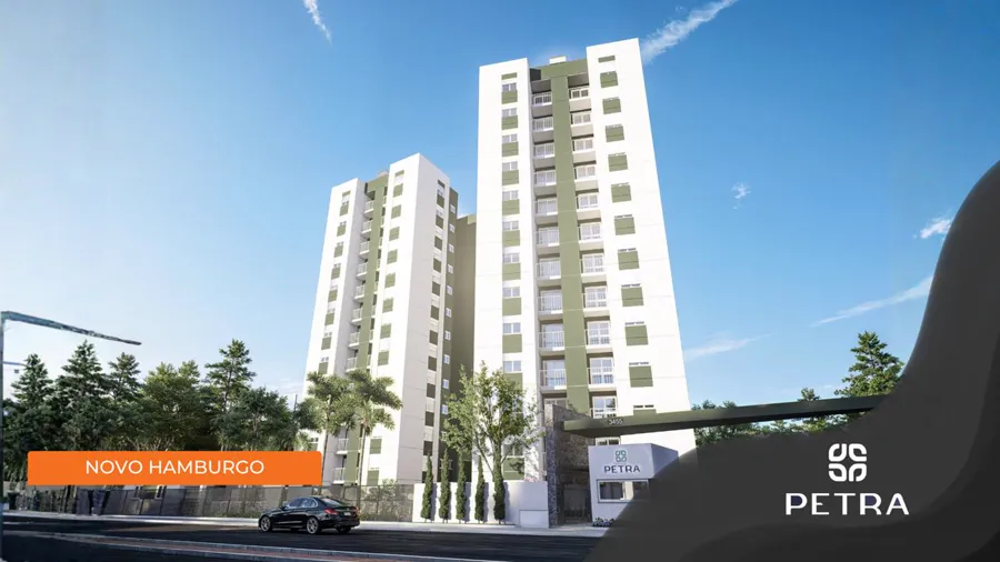 Fachada do Residencial Petra, apartamento na planta de 2 dormitórios no bairro Pátria Nova em Novo Hamburgo