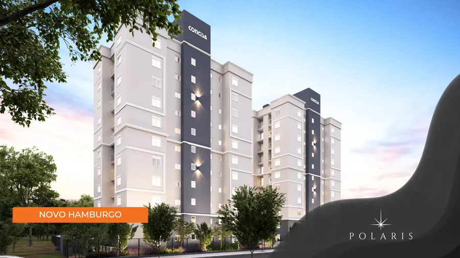 Fachada do Residencial Polaris, apartamento na planta de 2 dormitórios no bairro Pátria Nova em Novo Hamburgo